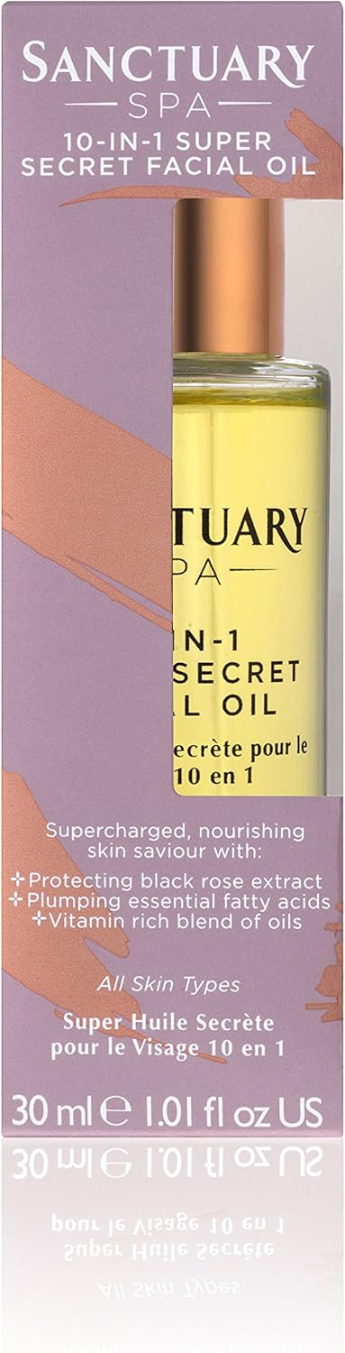Sanctuary Spa Facial Oil, 10-in-1 Super Secret Facial Oil, Infused with Black Rose, Vegan, 30 ml