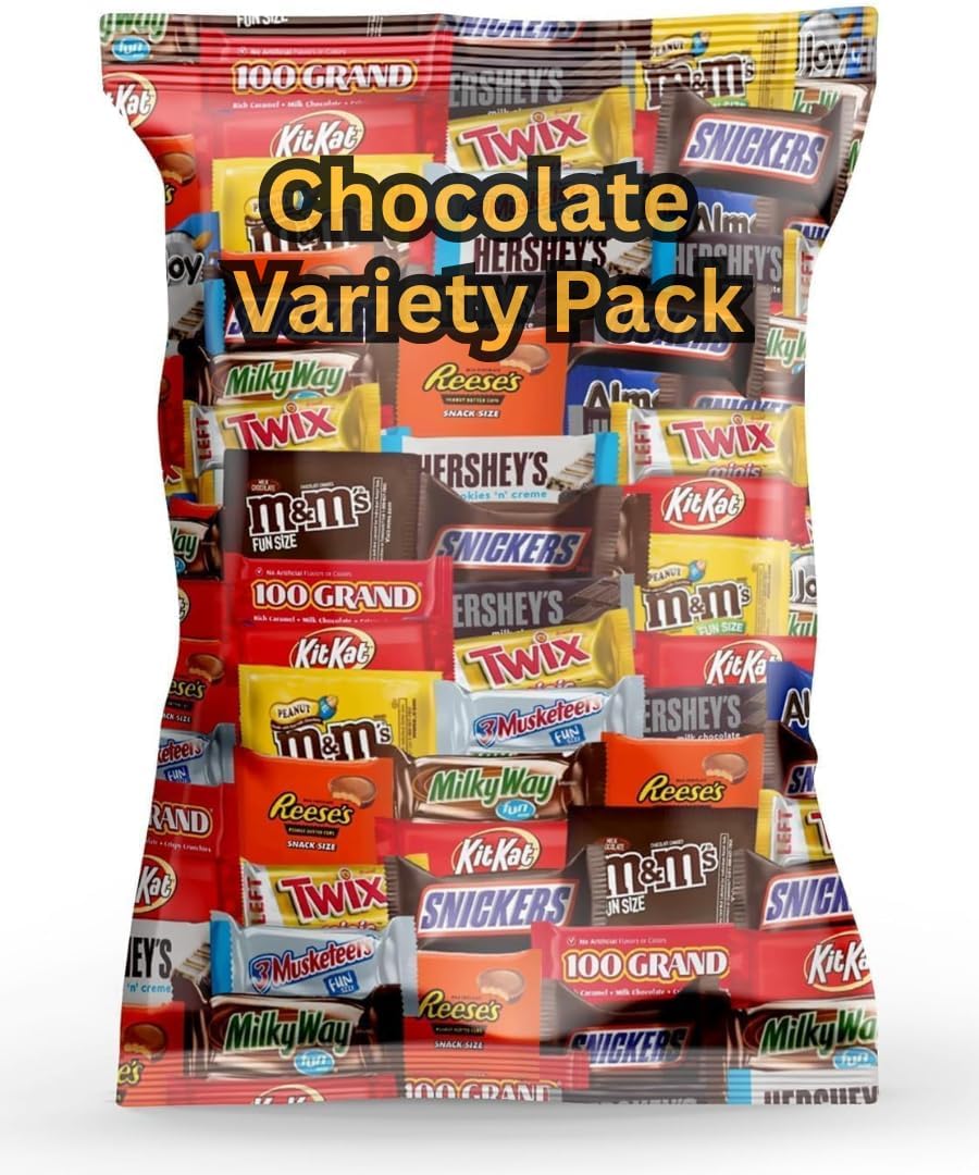 Assorted Chocolate Candy Bag – Individually Wrapped Bulk Mix of Fun Size Bars, Peanut Butter Cups & Wafer Favorites – Great for Snacking, Parties & Gifting (2 Pounds)