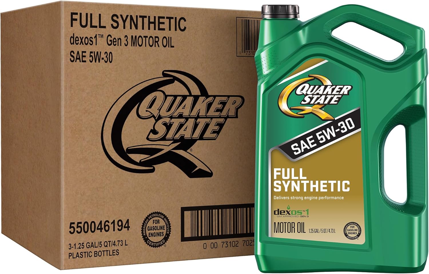 Quaker State Full Synthetic 5W-30 Motor Oil, 5 Quart (3 Pack)
