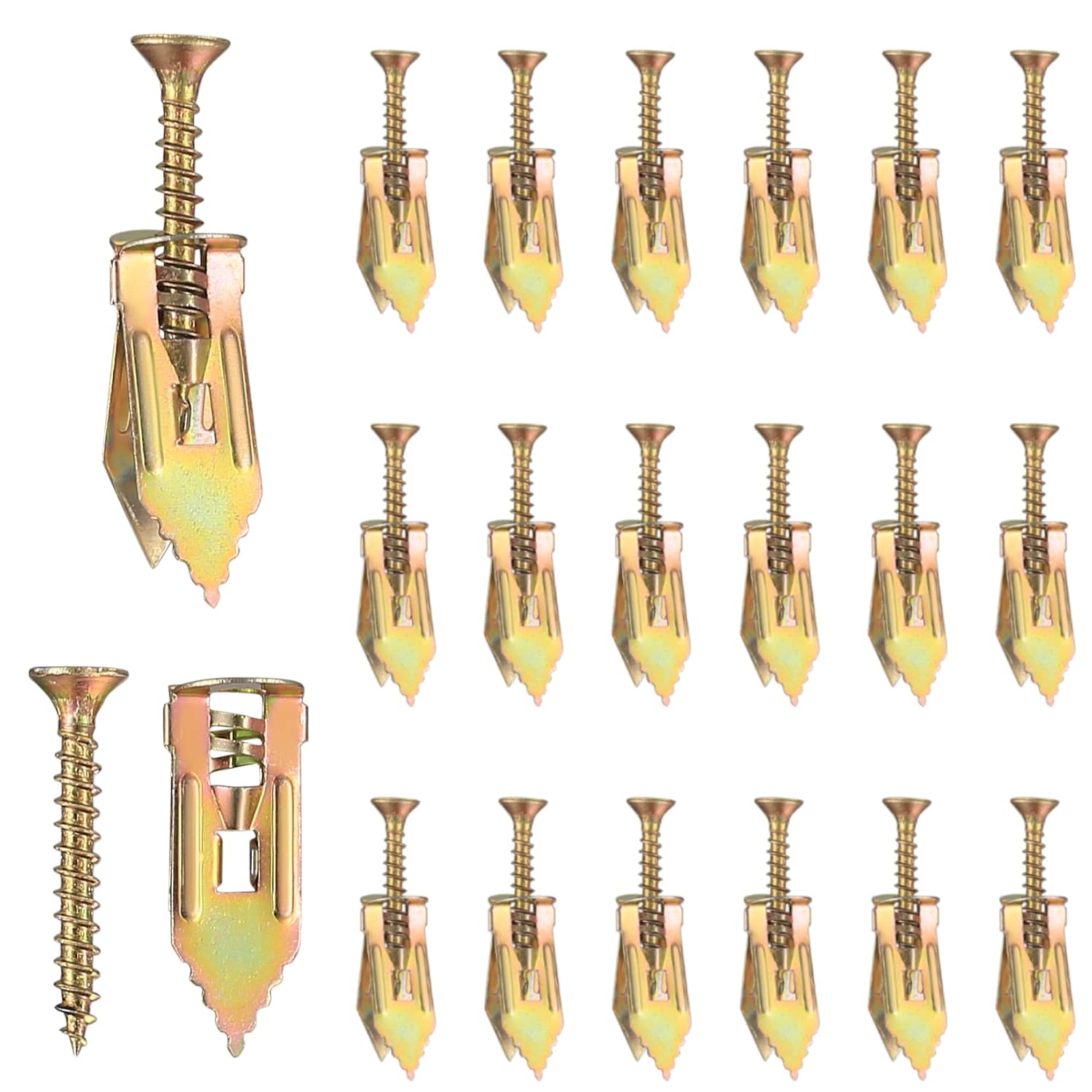 LJAPPLIED 50 Pcs Plasterboard Fixings & Wall Plugs, Cavity Fixing Anchors and Screws, Hollow Expansion Anchors With Self Drilling Screws for Gypsum Board - M4x30mm