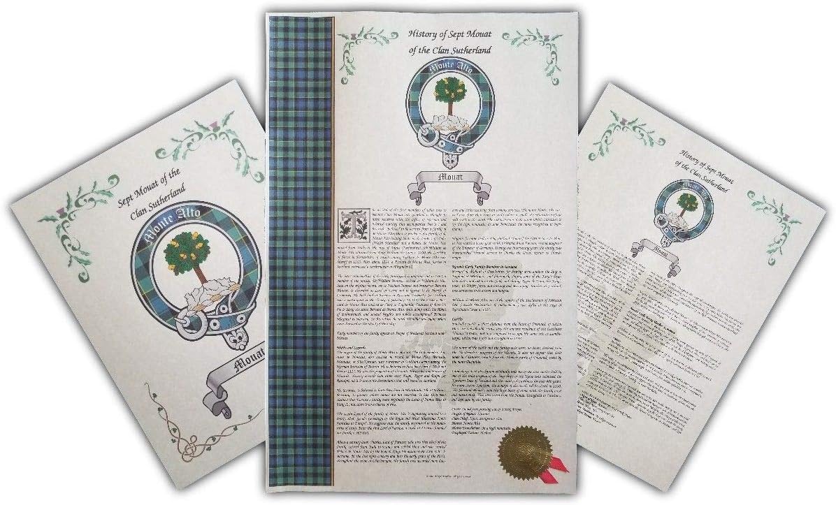 Mr Sweets Simms Scottish Clan & Sept History 3 Print Combo - Tartan, Buckle, Crest, Last Name Surname Meaning, Genealogy, Family Tree Research Aid, Roots, Ancestry, Ancestors and Namesakes