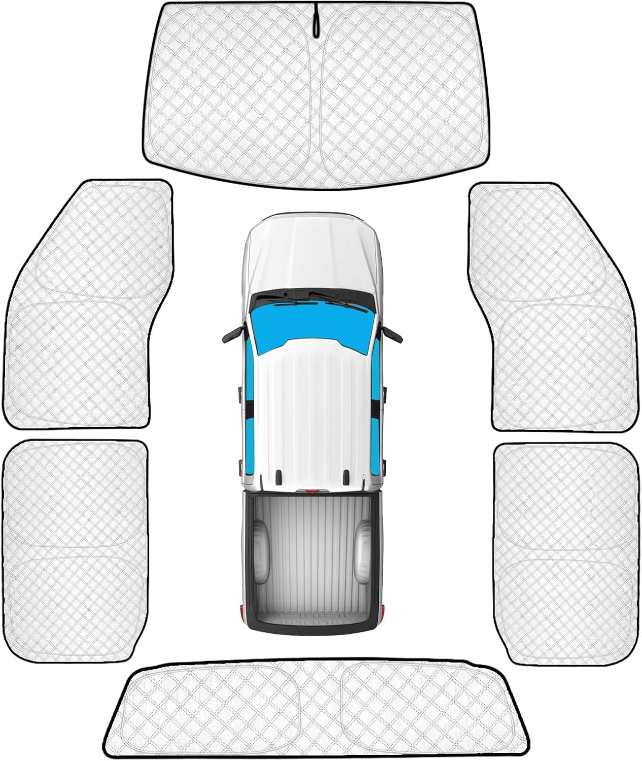 KMF 6pcs Thicken Full Window Sun Shades for Ford F-150 4Door 2021-2025 Accessories,F150 Sunshade Privacy Car Window Covers for Windshield Side Rear, UV Block and Blackout for Camping Outdoor