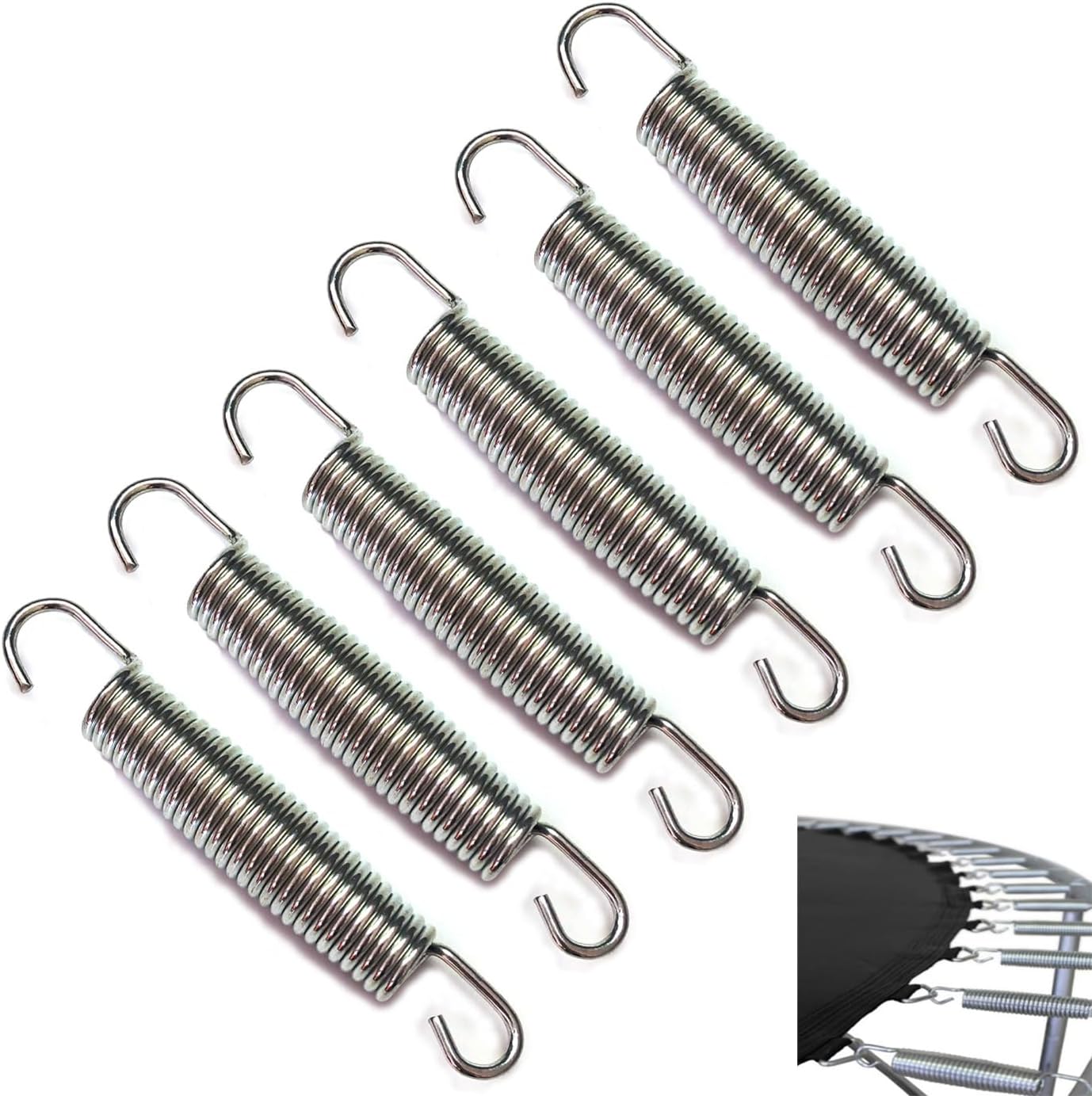 6 Pack Trampoline Springs Replacement 5.5 Inch Heavy Duty Stainless Steel Fitness Rebounder Extension Spring for Outdoor Trampolines Recreational Indoor Exercise Trampoline Mini Trampoline