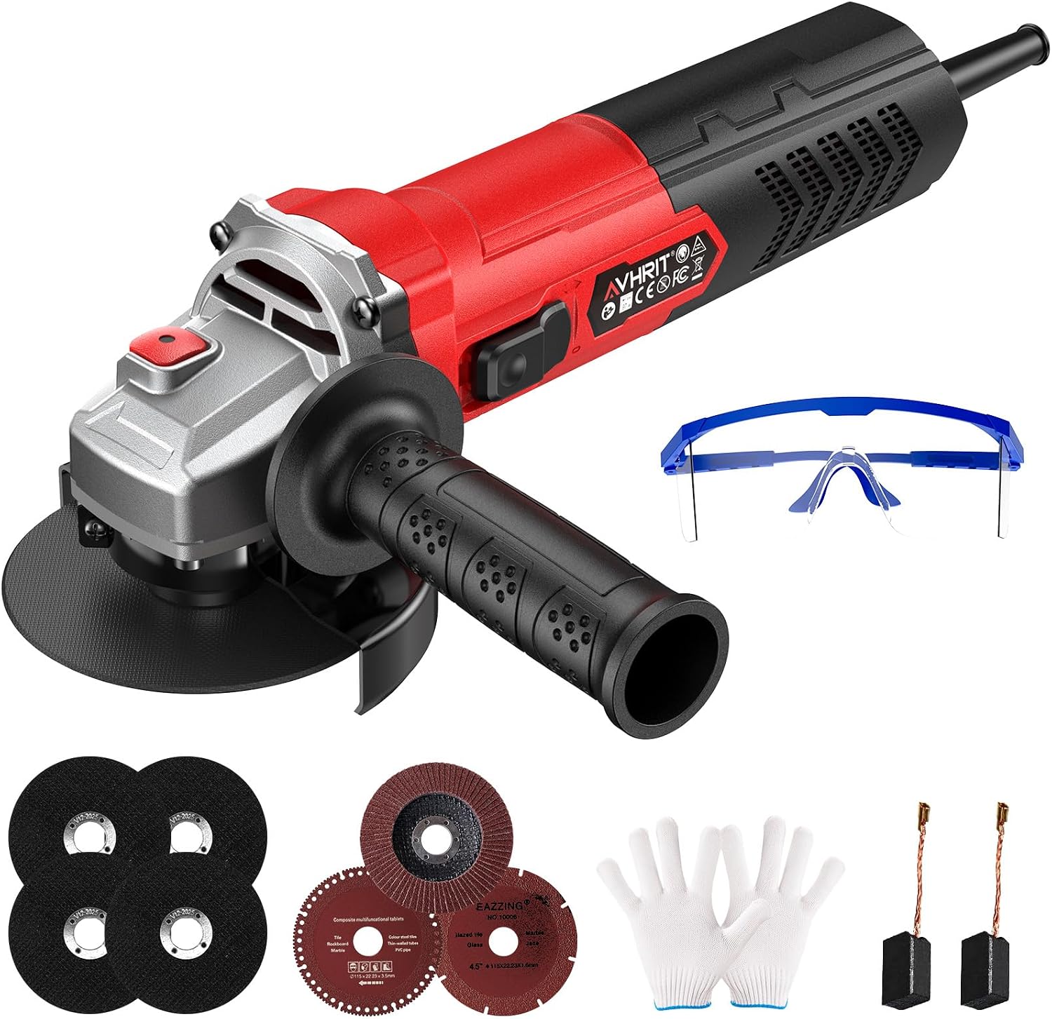 Angle Grinder 10 Amp, 4-1/2 inch Power Angle Grinder Tools with 13000 RPM, 1200W Small Angle Grinder for Cutting, Grinding, Polishing