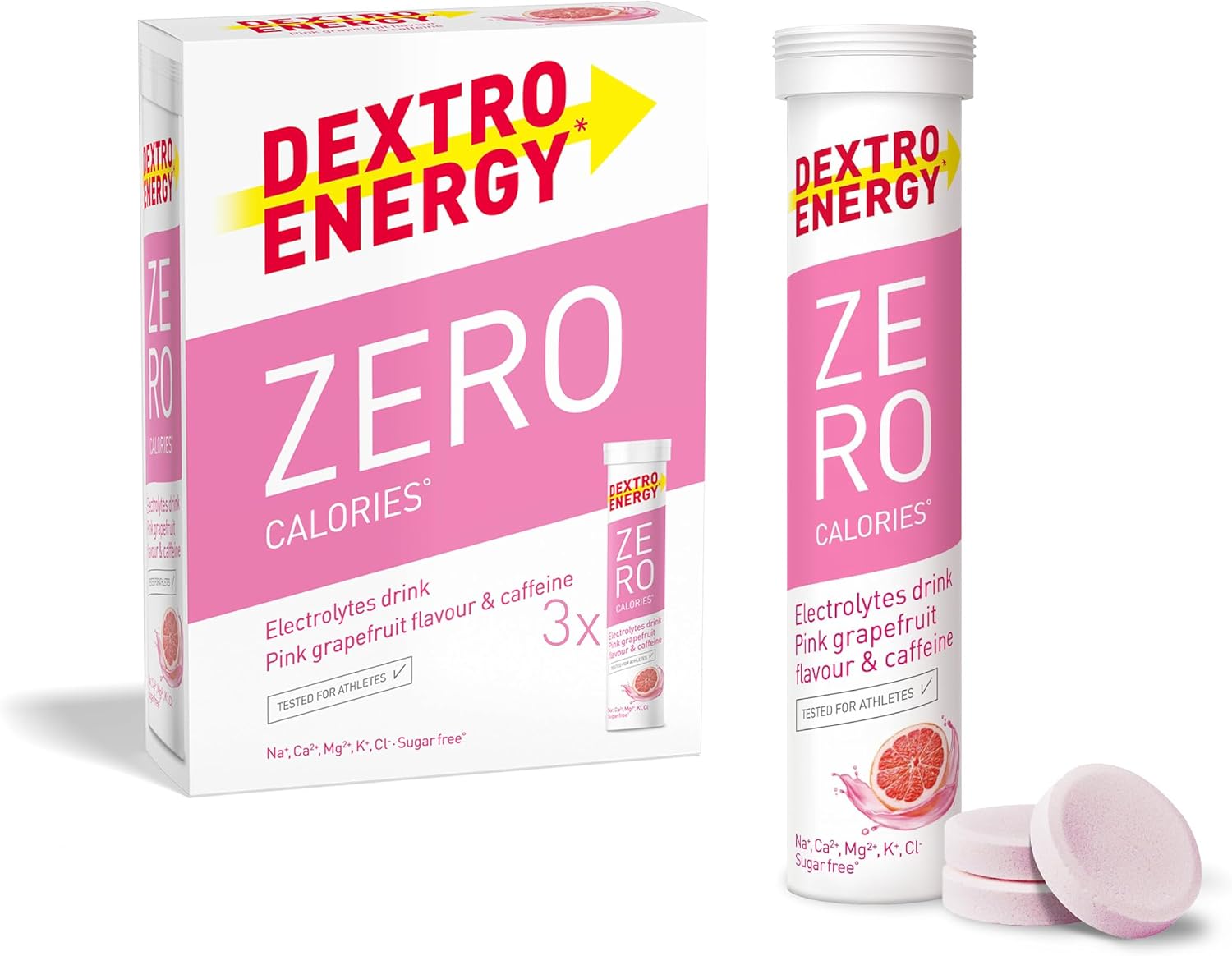 Dextro Energy Zero Calories Pink Grapefruit Electrolytes, 60 Tablets