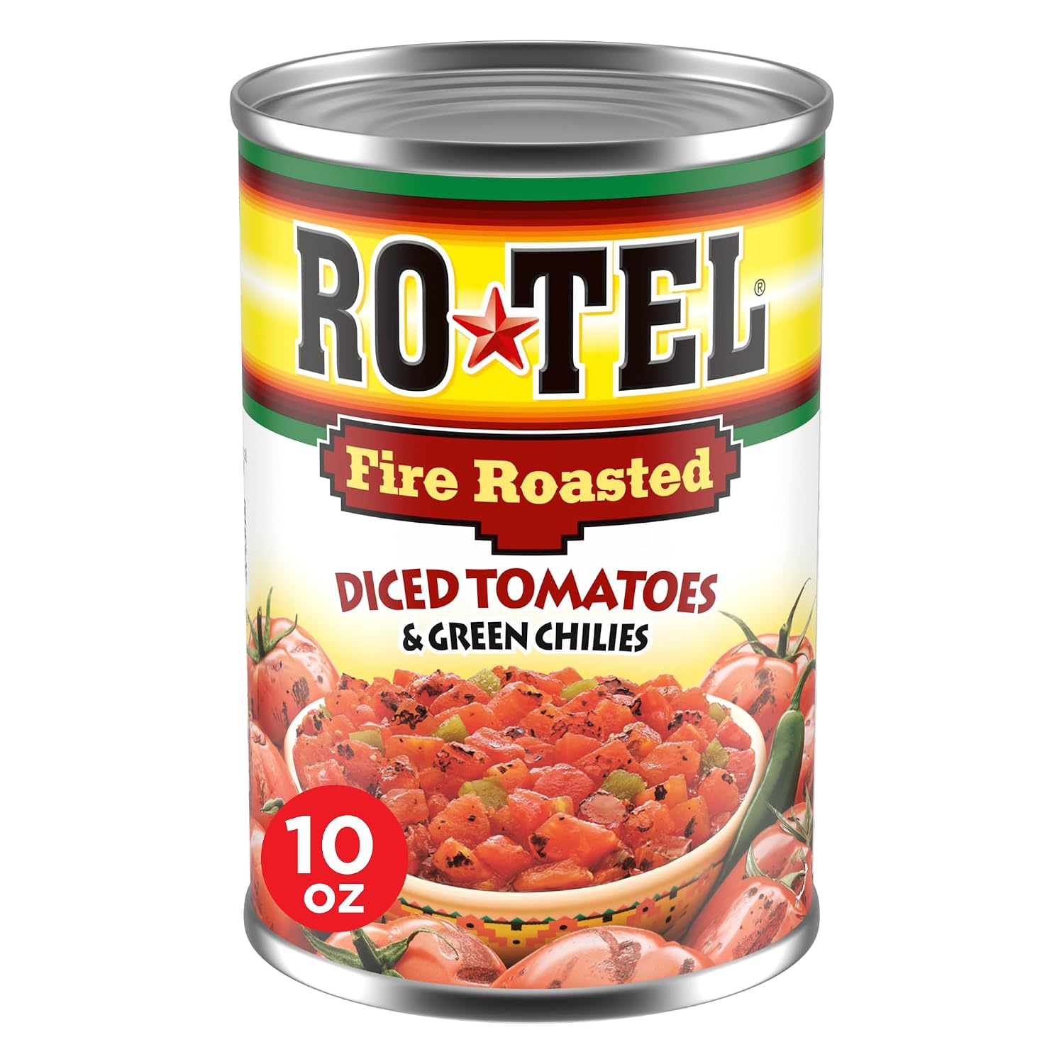 ROTEL Fire Roasted Diced Tomatoes and Green Chilies, Perfect for Taco & Dip Recipes, 10 oz.