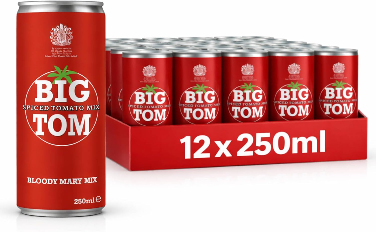 Big Tom Spiced Tomato Juice for Bloody Mary Mix, 250ml Can (Pack of 12)