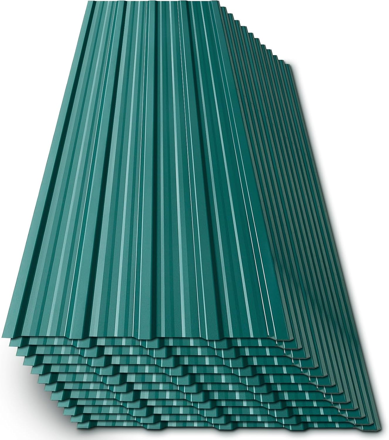 The Fellie 12 Pieces Waterproof Corrugated Roofing Sheets, 115x45 cm Metal Roofing Covers, Galvanised Steel Roof Panels for Storage Shed Garage Canopy Greenhouse Replacing, Dark Green