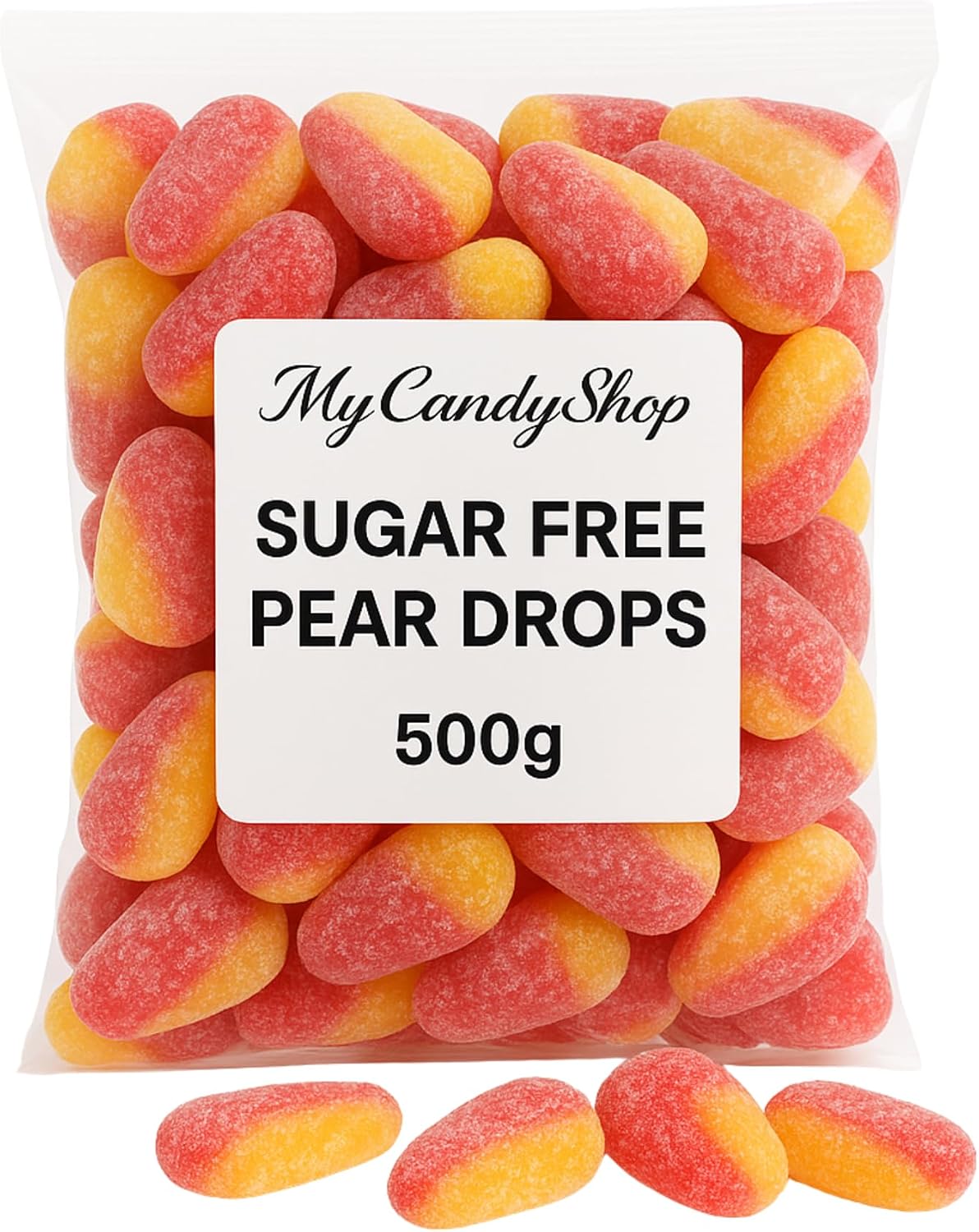 Pear Drops Sugar Free Sweets in Bulk Cheap 500g - Traditional Old Fashioned Hard Boiled Sweets Candy for Adults & Kids | Fruity Flavour & Guilt-Free Enjoyment