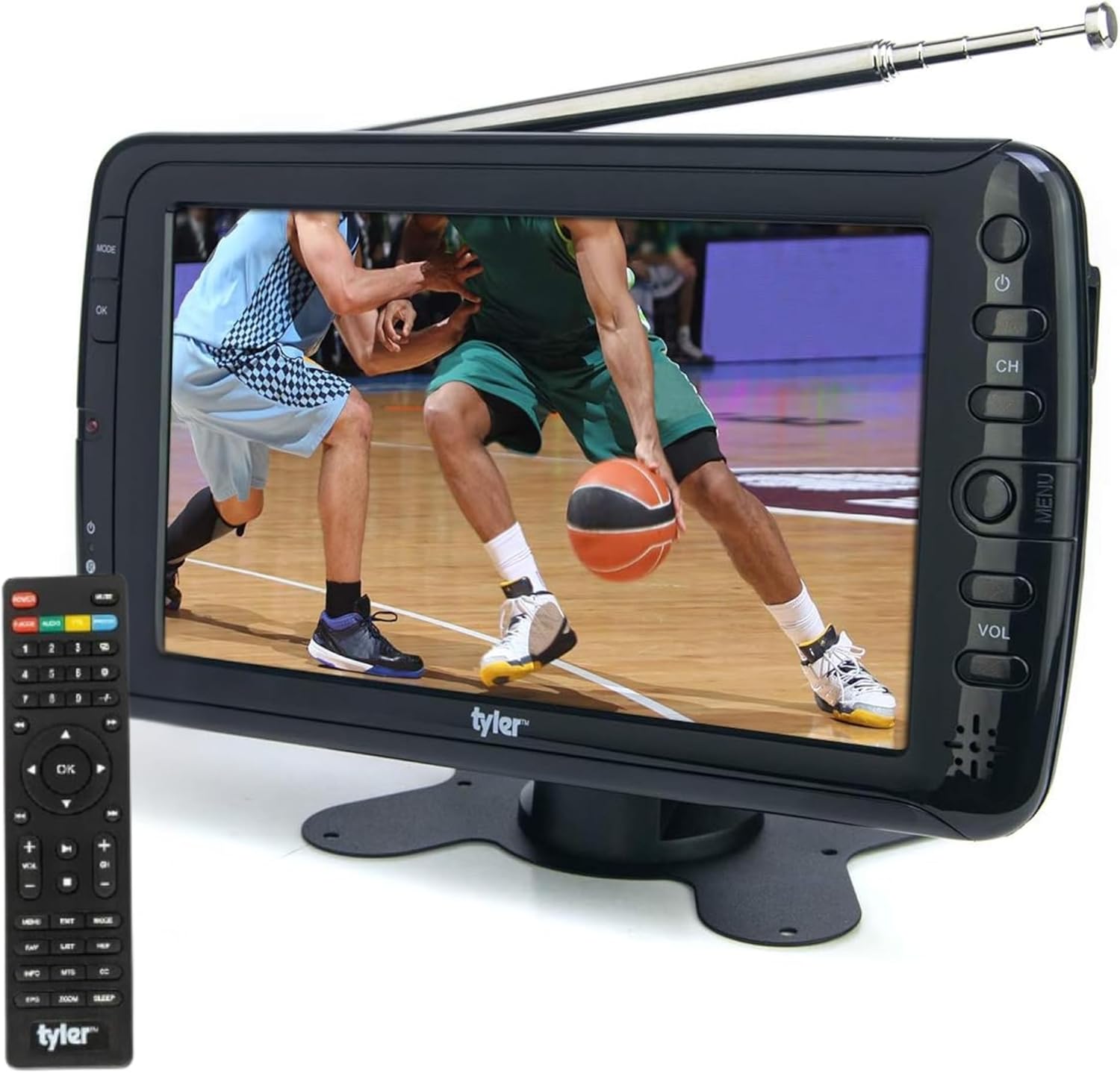 Tyler 7" Portable TV LCD Monitor Rechargeable Battery Powered Wireless Capability HD-TV, USB, HDMI Input, AC/DC, Remote Control Built in Stand Small for Car Kids Travel