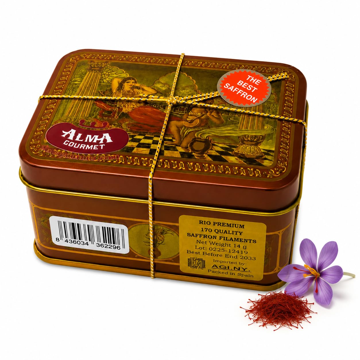 Alma Gourmet Spanish Saffron Threads 14g (0.49 oz) – 100% Pure Natural Saffron Spice, Premium Dried Saffron Strands for Cooking, Real Spanish Saffron from Spain