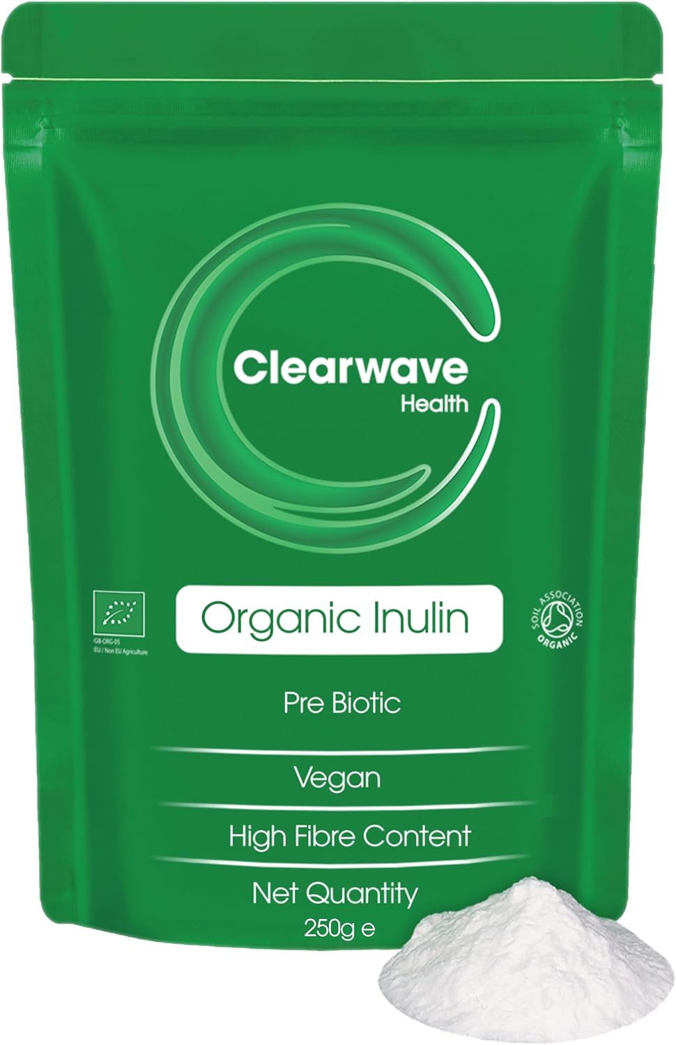 Organic Inulin Powder | 250g | Prebiotic Fibre Supplement | Soluble Fibre Powder for Gut Health & Digestion | by Clearwave Health