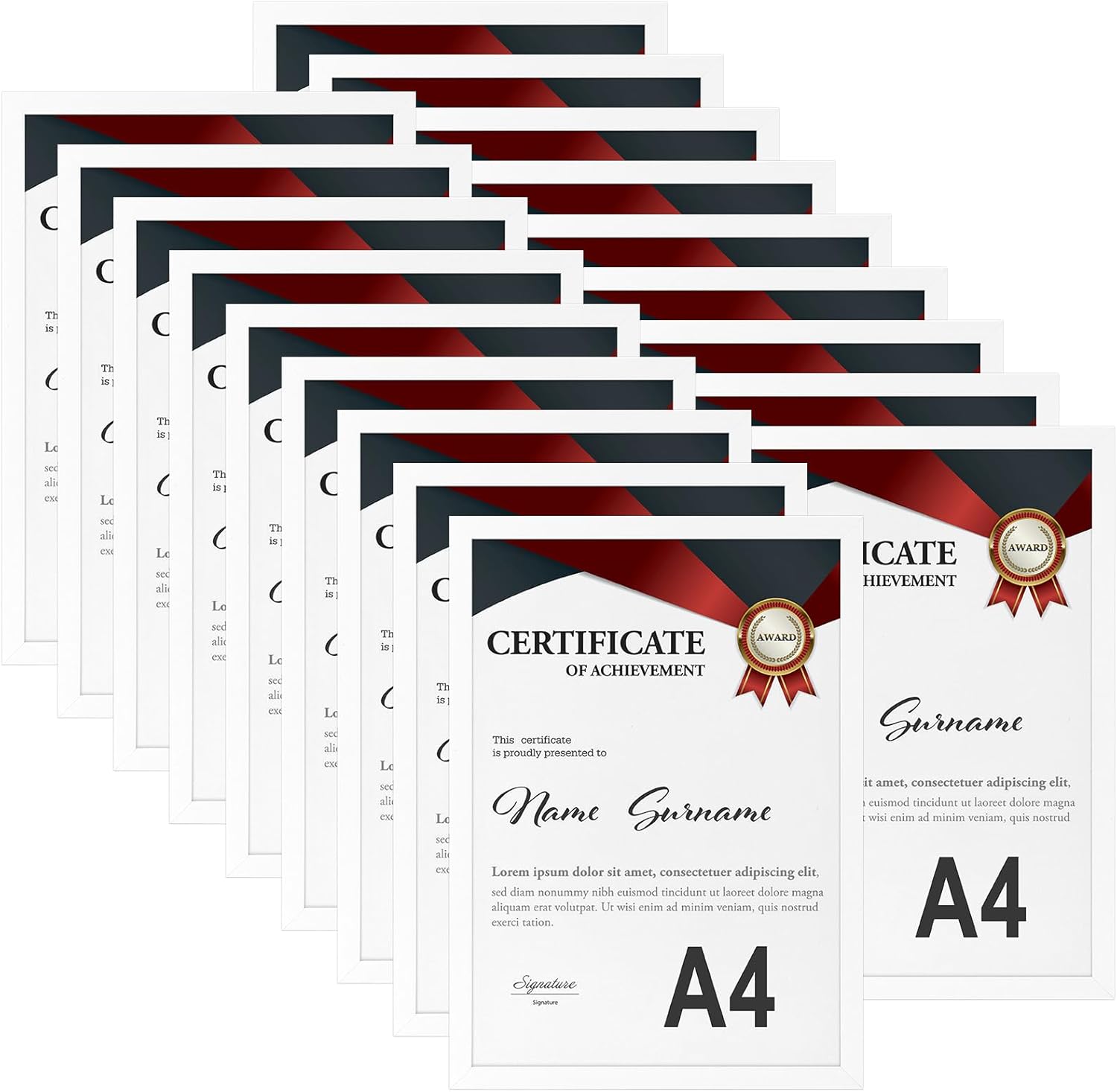 Hoikwo Multi A4 Photo Frames Set of 18, White A4 Picture Frame for Wall Hanging or Tabletop Display, Ideal for Certificates, Photos, Artwork, Poster, Document