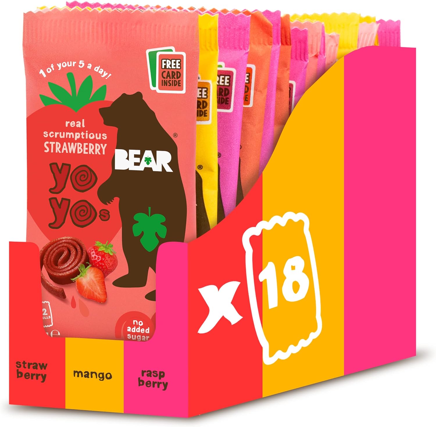 BEAR Variety Pack Yoyos - Dried Fruit Rolls - Healthy - Vegan - 20g -18 packs
