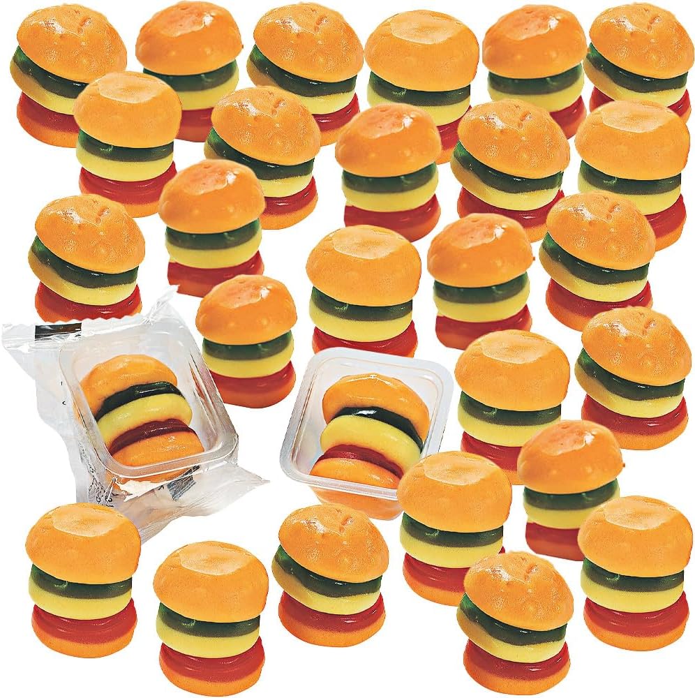 Gummy Mini Burgers - Soft & Chewy Candy - Edibles - 50 Pieces