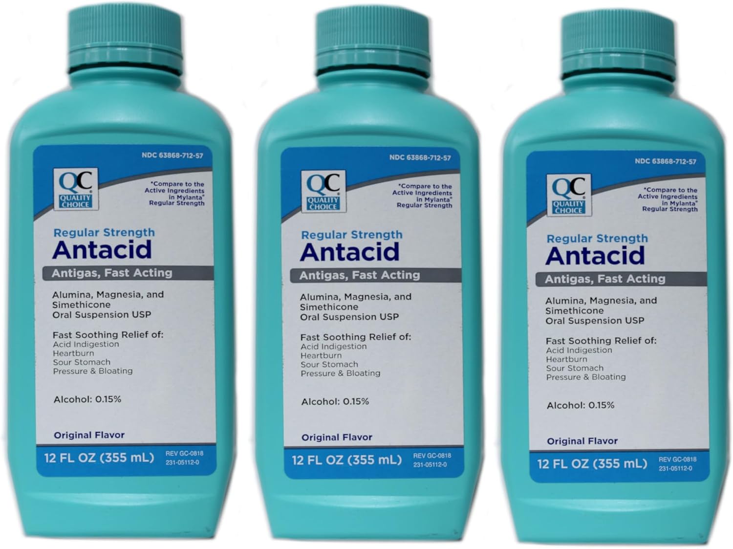 Quality Choice (Pack Of 3) Regular Strength Antacid Liquid Original Flavor 12 Oz