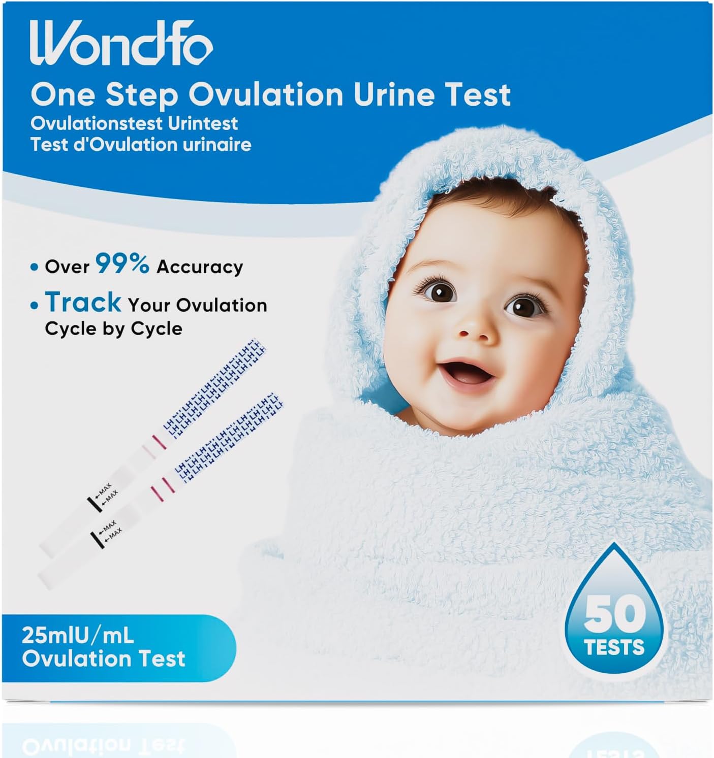 Wondfo Ovulation Test Strips for Women Fertility Monitoring The Most Fertile Days, 50 Pack