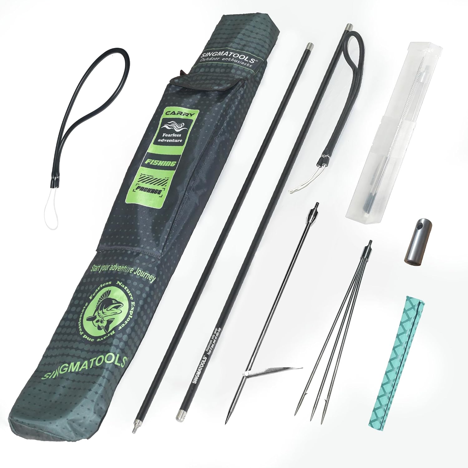 Hawaiian Sling Fishing Spear 7ft Aluminum Pole Spear 3 Prong Sling Spear Fishing Equipment Snorkeling Scuba Diving Gear Polespears Harpoon for Fishing Kayak, Spearfishing, Freediving