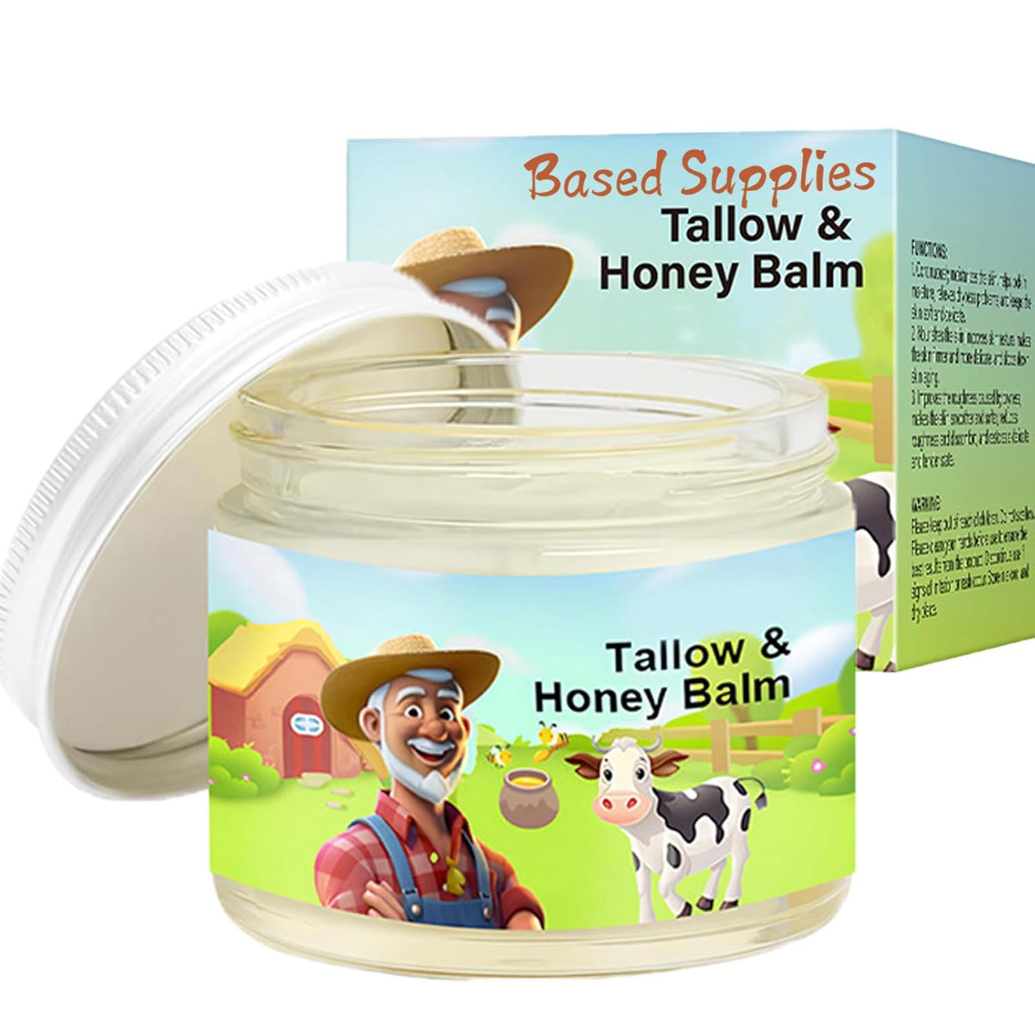 Handmade All Natural Tallow Honey Balm for Face - Based Supplies Formulation with Grass Fed Beef Tallow and Raw Honey | Nourishing Deeply Hydrating Moisturizer to Revitalize & Soften Skin