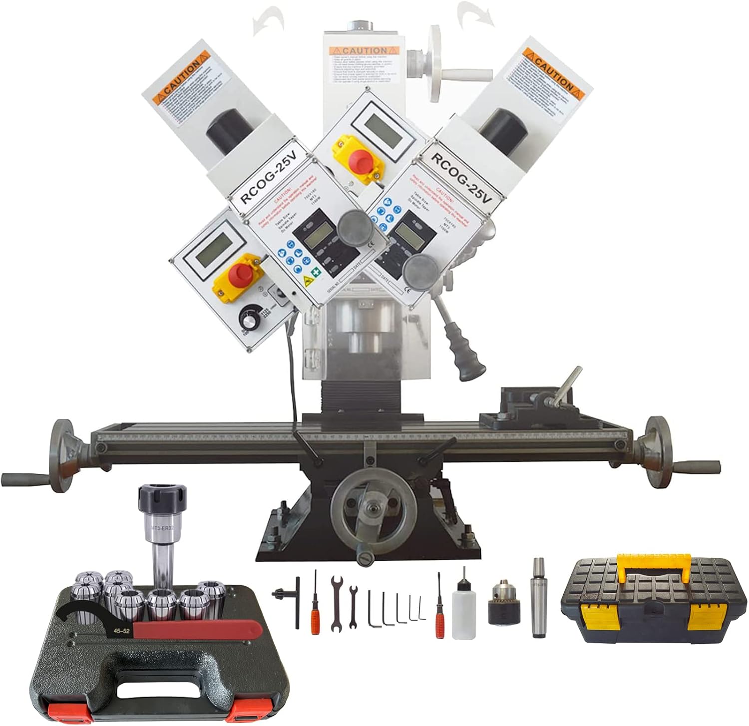 INTSUPERMAI Mini Milling Drilling MT3 Bnechtop Mill Drill Machine 7"X27" Micro Feed Milling Machine Precision Powerful Milling Machine 50-2250rpm Variable Speed for Metal/Wood/Plastic Working DIY