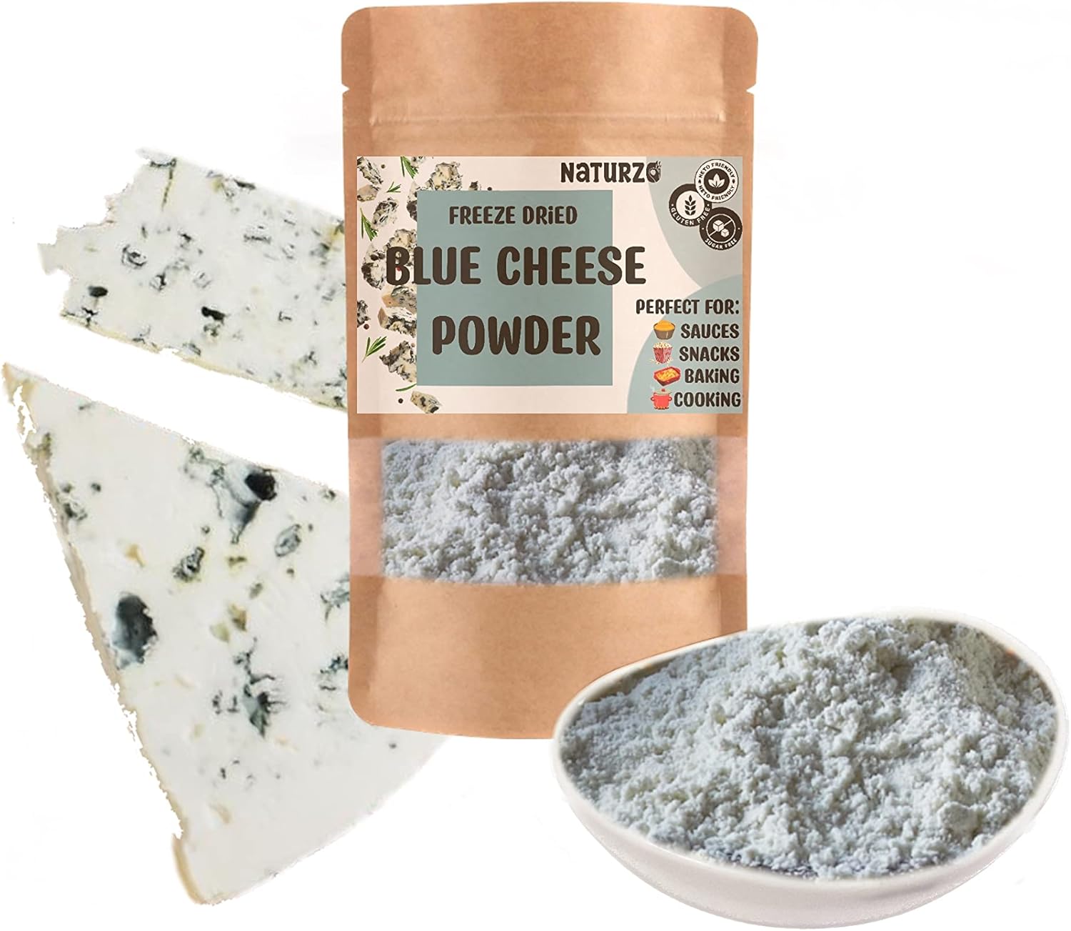 Freeze dried Blue cheese powder made from 100% cheese Gluten free, Keto friendly, Sugar free for popcorn sauces nacho long shelf life (300g)