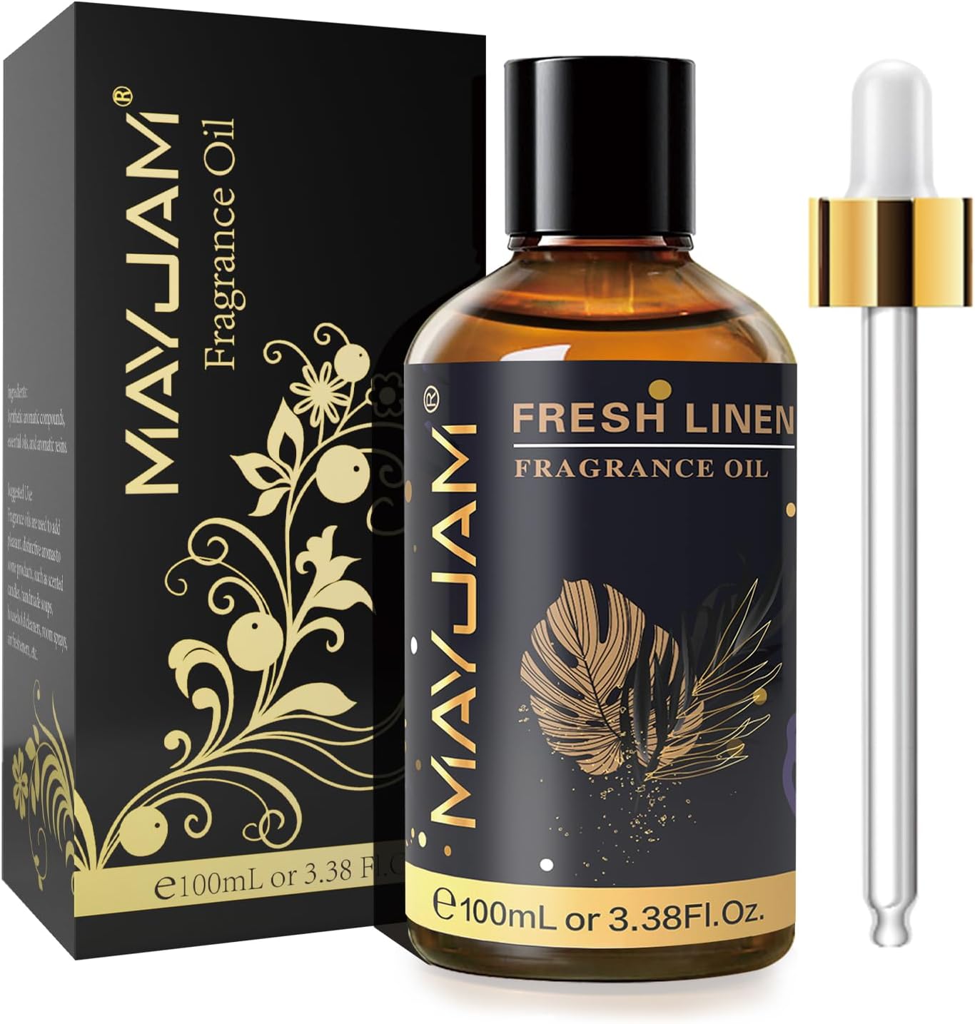 MAYJAM Fragrance Oil, 100ML Fresh Linen Aromatherapy Oil, with Glass Dropper, Diffuser Oil for Making Candle, Soap, Bath Bombs