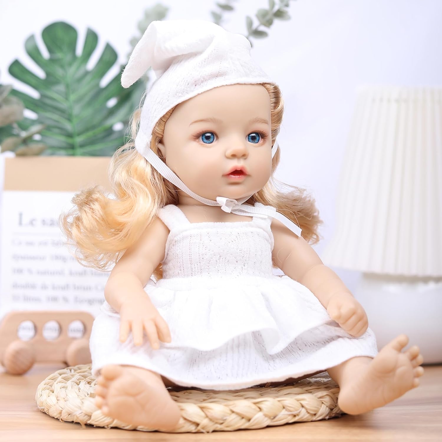 GAGAKU 12 Inch Baby Doll with Hair, First Baby Dolls for Toddlers 1-3, Full Vinyl Doll for Girls & Kids Ages 3-6, with White Clothes, Posable and Washable