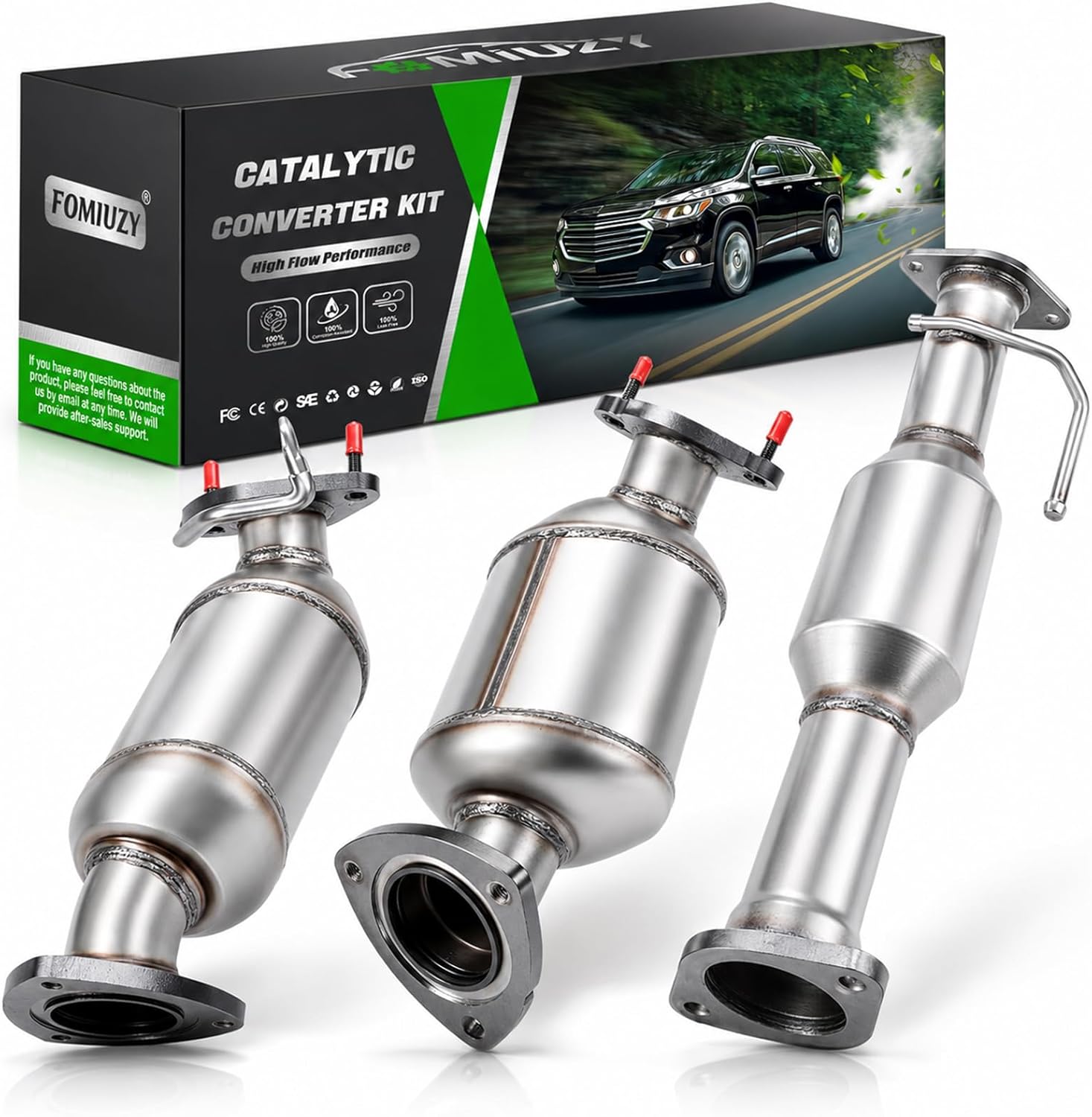 High Flow Front Catalytic Converter Kit Direct-Fit Chevy Traverse 2009 2010 2011 2012 2013 2014 2015 2016 2017 GMC Acadia 2007-2017 Buick Enclave 2008-2017 Saturn Outlook 2007-2010 3.6L
