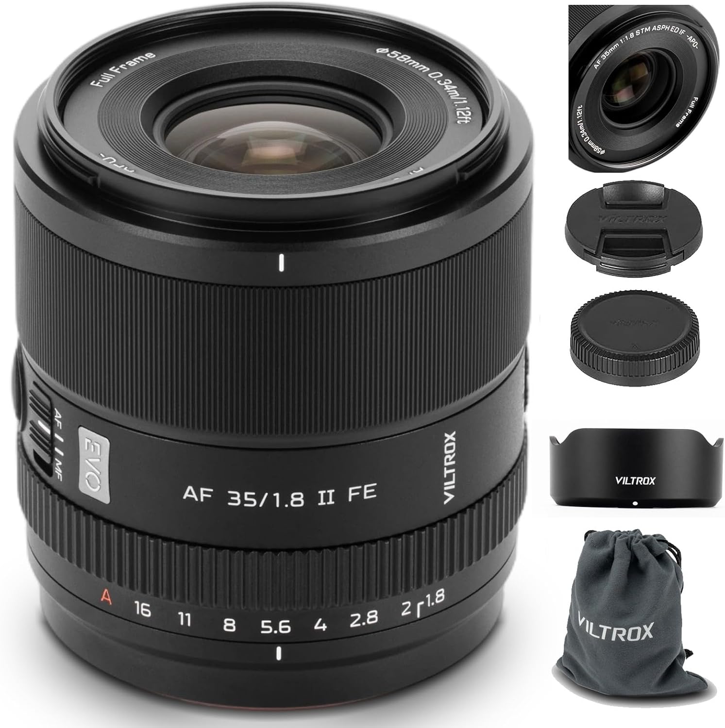 VILTROX 35mm F1.8 II EVO FE APO Lens for Sony E, Full Frame Large Aperture Prime Autofocus Lens for Sony E-Mount Cameras A7IV ZV-E1 A7CII A7RV FX3 A7SIII A7CR A7III A7C A1 A7RIV A9 A9II A7RIII ZV-E10