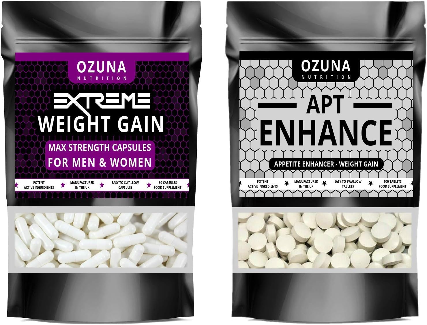 Extreme Weight Gain Anabolic & Appetite Stimulant Bundle – Weight Gainer for Women & Men - Fast Mass Gainer Supplement & Muscle Growth Pills – Made in The UK