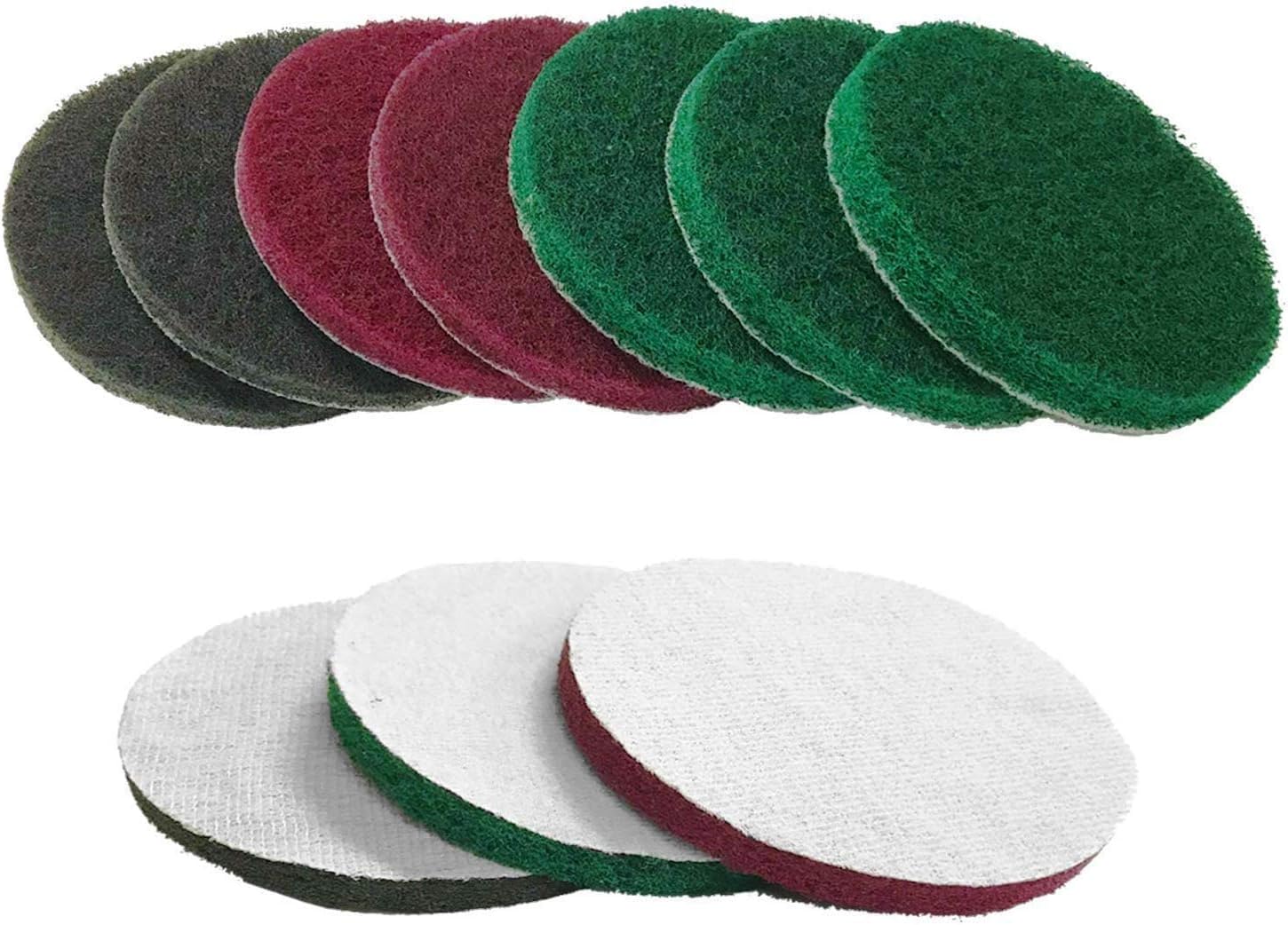 Utoolmart 5inch Replacement Scrubbing Pads 240 Grit Disc Flocking Round Drill Powered Brush Tile Scrubber Hook and Loop Industrial for Kitchen Bathroom Auto Cleaning Tool Green 5pcs