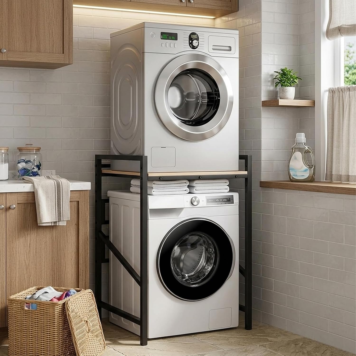Washer Dryer Stand Stacking Kit, Washing Machine Stand, 71x61x102CM