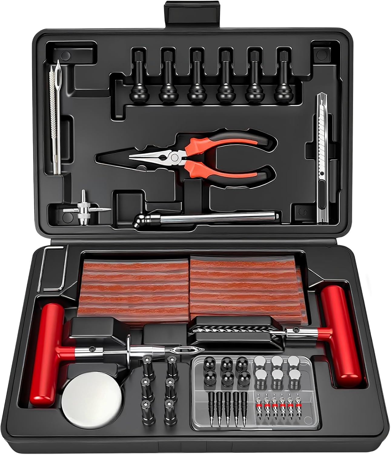 ORCISH Tire Repair Kit, 98 PCS Professional Heavy Duty Tire Plug Kit, Tire Patch Kit for Fix a Flat, Tubeless Tire Puncture Change Tool Kit for Car, Motorcycle, Truck, ATV, Tractor, RV, SUV, Trailer