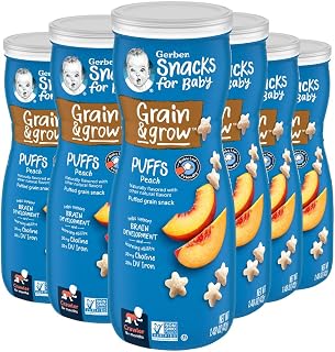 Gerber Puffs Cereal Snack, Peach,1.48 ounce(Pack of 6)