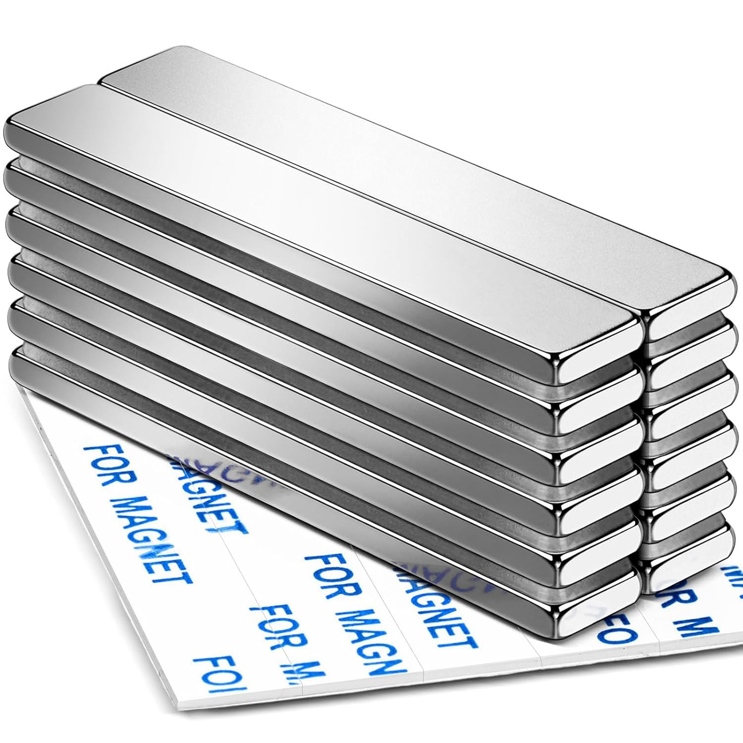 DIYMAG Powerful Neodymium Bar Magnets, Heavy Duty Magnets with Double-Sided Adhesive, Rare Earth Magnet Perfect for Fridge, DIY, Garage, Kitchen, Science, Craft, Office-60x10x3mm, 12 Pack