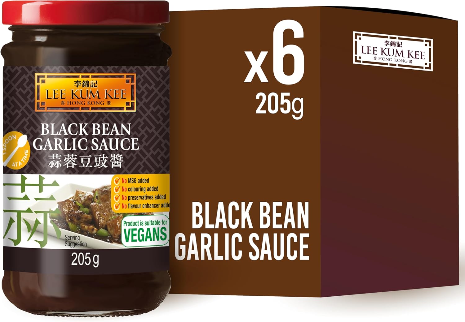 Lee Kum Kee Black Bean Garlic Sauce, Vegan, 205 g Pack of 6