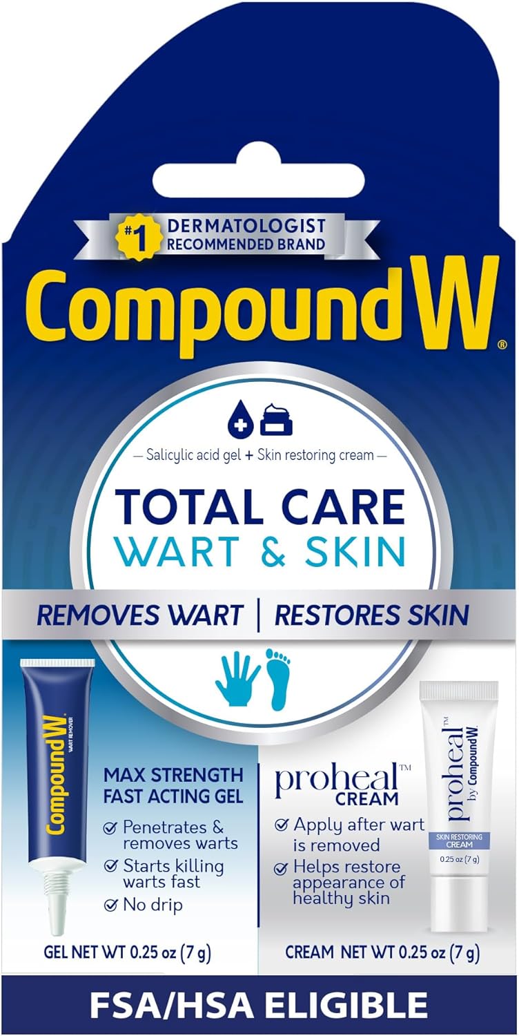 Compound W Total Care Wart Remover Kit with Salicylic Acid Gel & Skin Restoring Proheal Cream, 0.25 Ounces Each, Complete Kit to Remove Warts and Nourish Skin