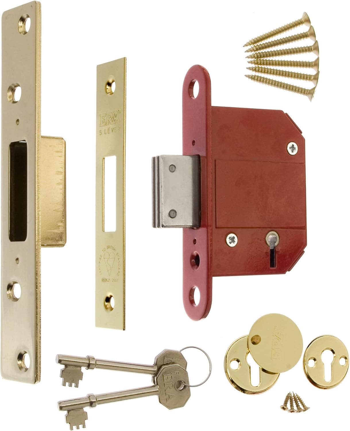 ERA Fortress 261-31A, 2.5-inch/ 64mm 5 Lever Maximum Security Mortice Deadlock - Brass Effect