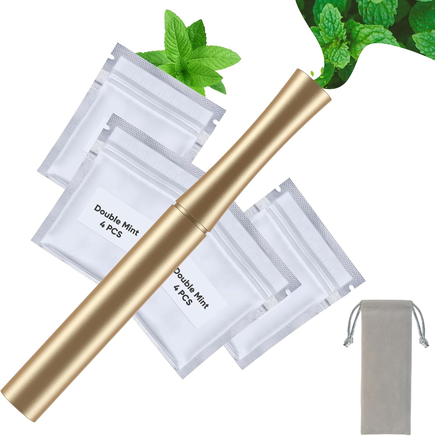 Stylish Gold Air Flavored Device,16 Replaceable Inner Cores,Natural Ingredients Extracted,Helps Improve Bad Habits-0419-06