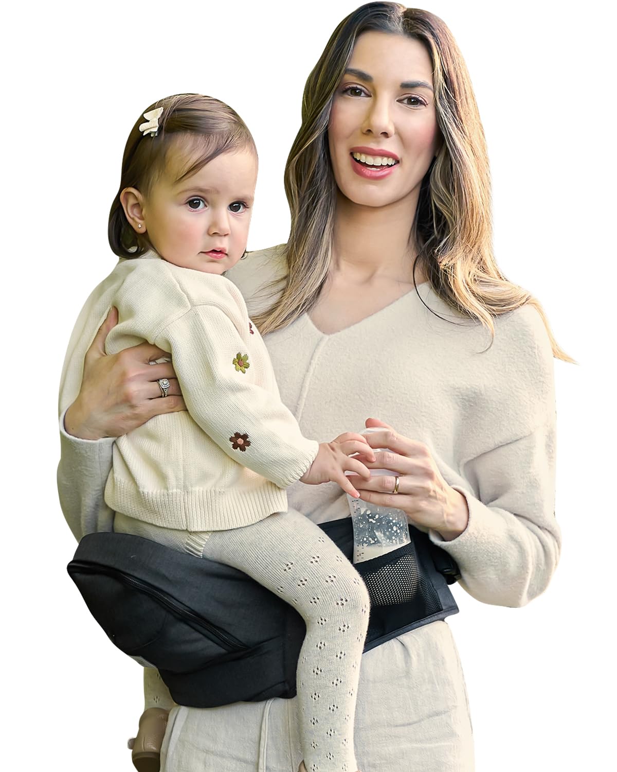 Baby Hip Seat Carrier, GROWNSY Baby Carrier with Multiple Pockets, Adjustable Extended Waistband for Newborns & Toddlers up to 50 lbs, Black