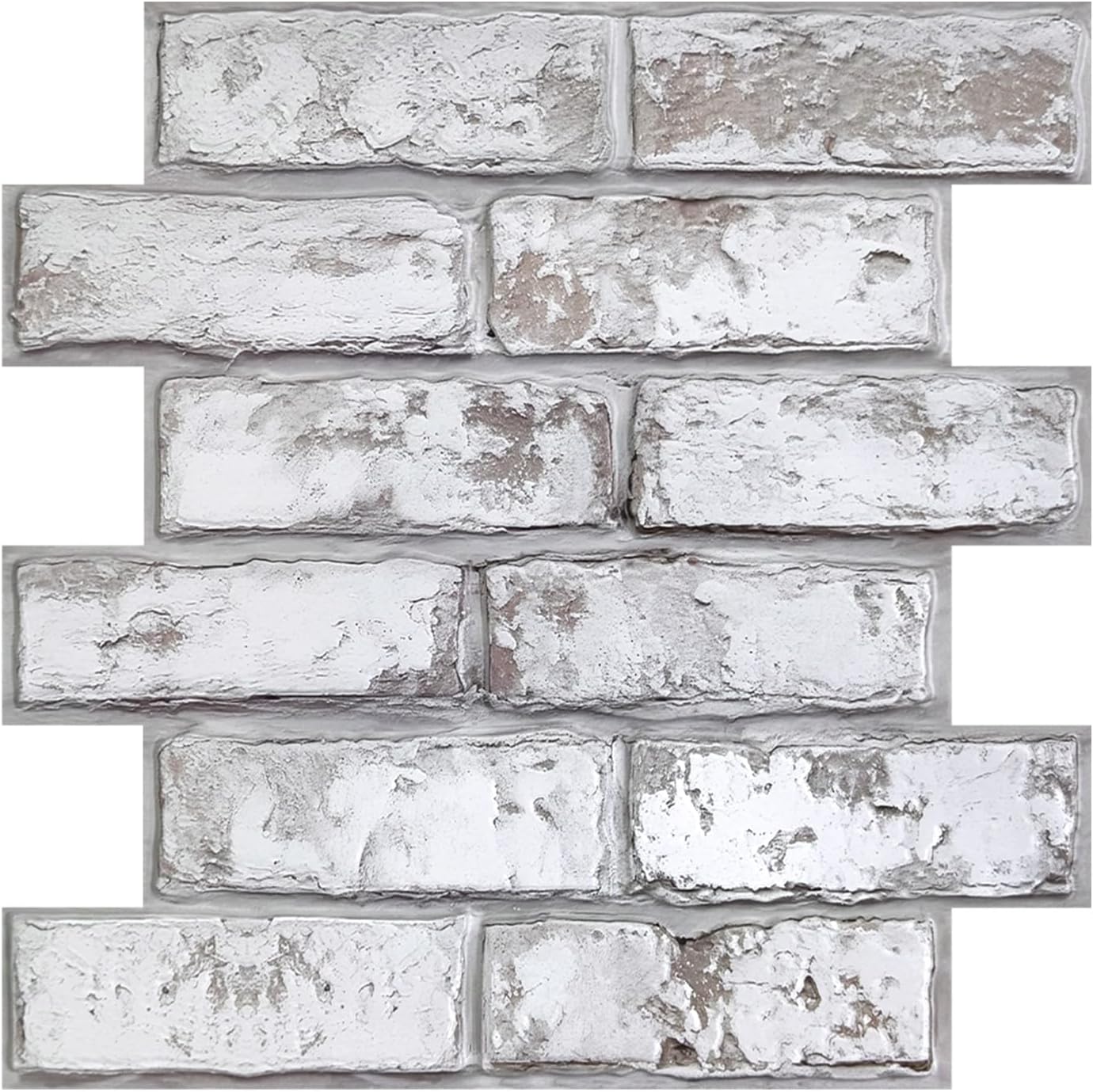 3D Faux Brick Wall Panel, Peel and Stick Brick Tiles, 10 Pcs of 12"X12", Small Size Thin PVC Brick Adhesive Fake Brick Paneling Brick Backsplash Background, Retro White