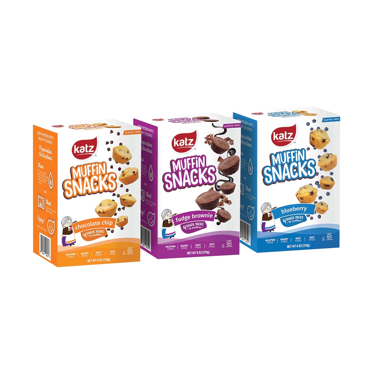 Katz Gluten Free Muffin Snack Variety Pack | Dairy Free, Nut Free, Soy Free, Gluten Free | Kosher (3 Packs of 4 Muffins, 11 Ounce Each)