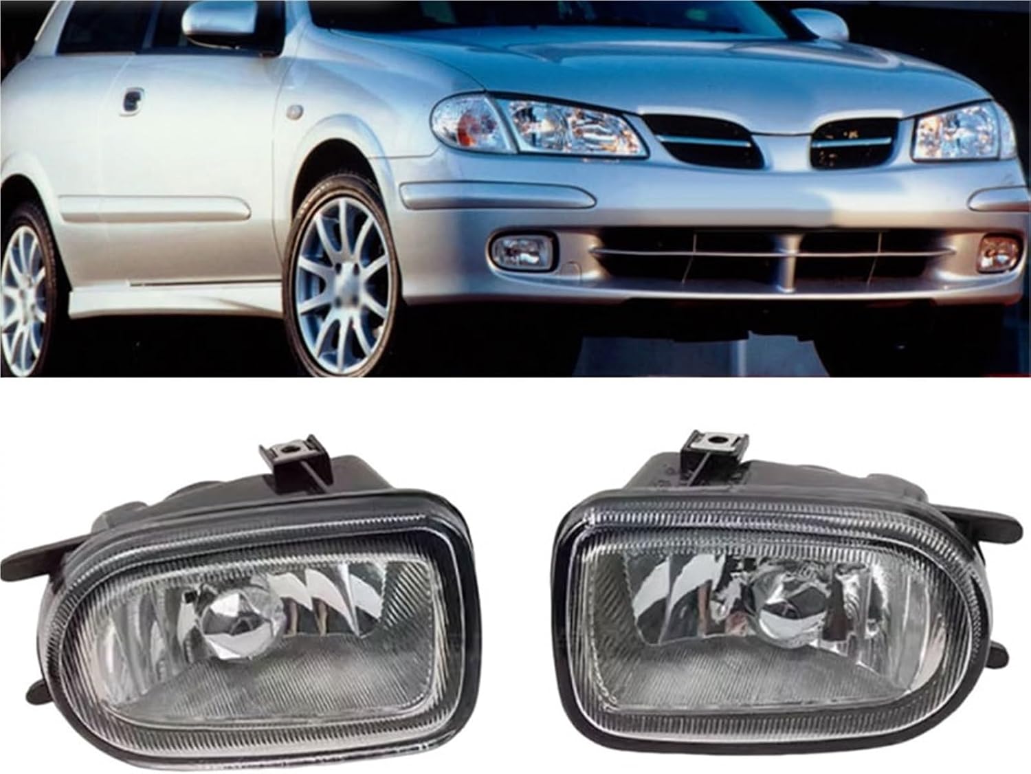 Compatible For Nissan Almera Sunny 2000 2001 2002 2003 2004 Car Front Bumper Fog Light Driving Lamp Headlight Signal Lamp Foglamp Assembly(Right)