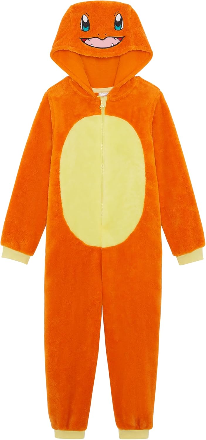 Pokémon Official Boys or Girls Hooded Onesie, Pikachu, Charmander, Gengar, Eevee, Snorlax, Squirtle, Age 3-12 Years