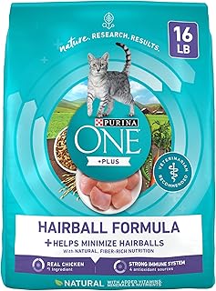 Purina ONE Natural Cat Food for Hairball Control, +PLUS Hairball Formula - 16 lb. Bag