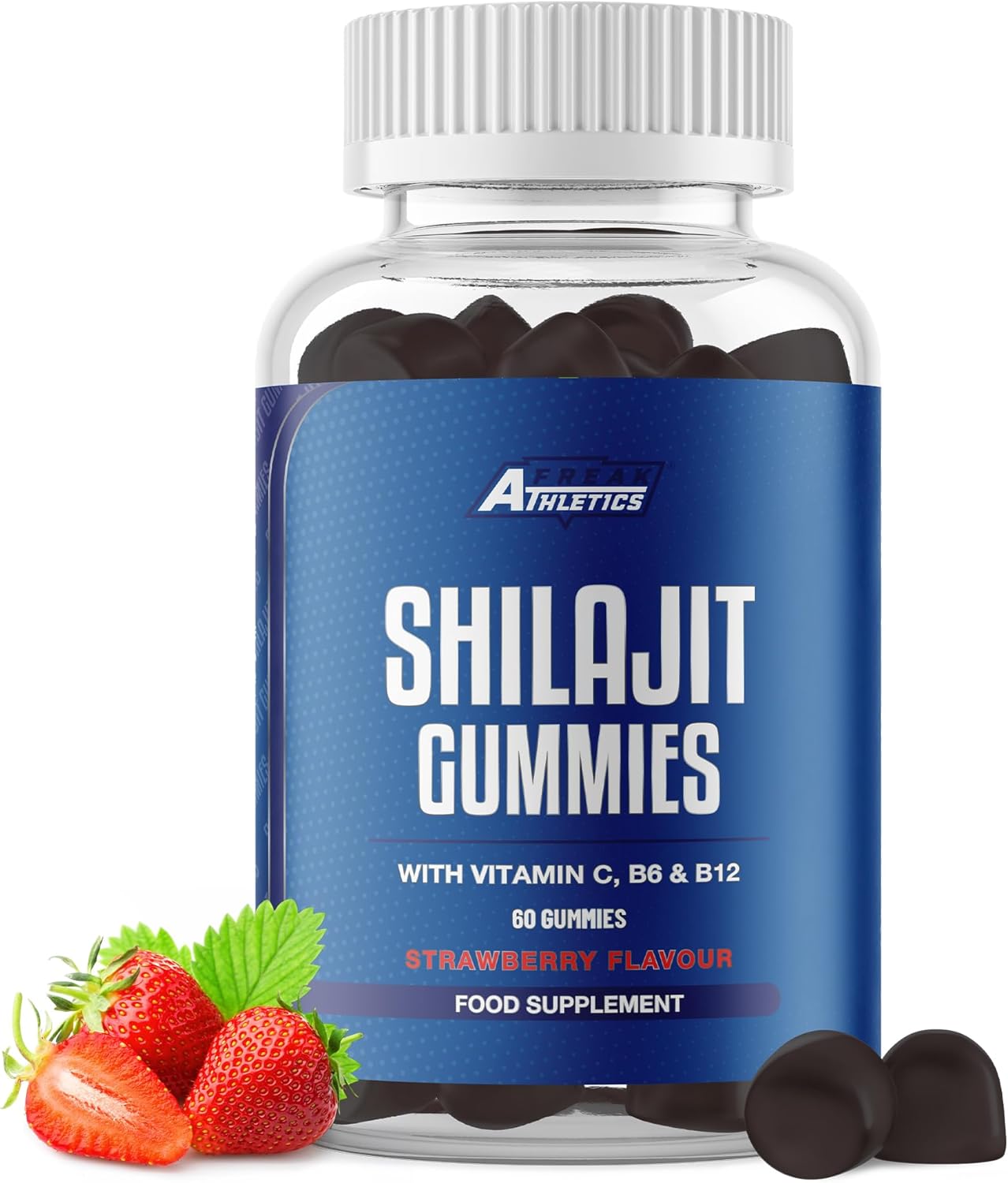 Freak Athletics Shilajit Gummies 14000mg – Pure Himalayan Shilajit Rich in Fulvic Acid, Vitamins C, B6 & B12 for Energy & Immune Support, Natural Strawberry Flavour, 60 Vegan Gummies