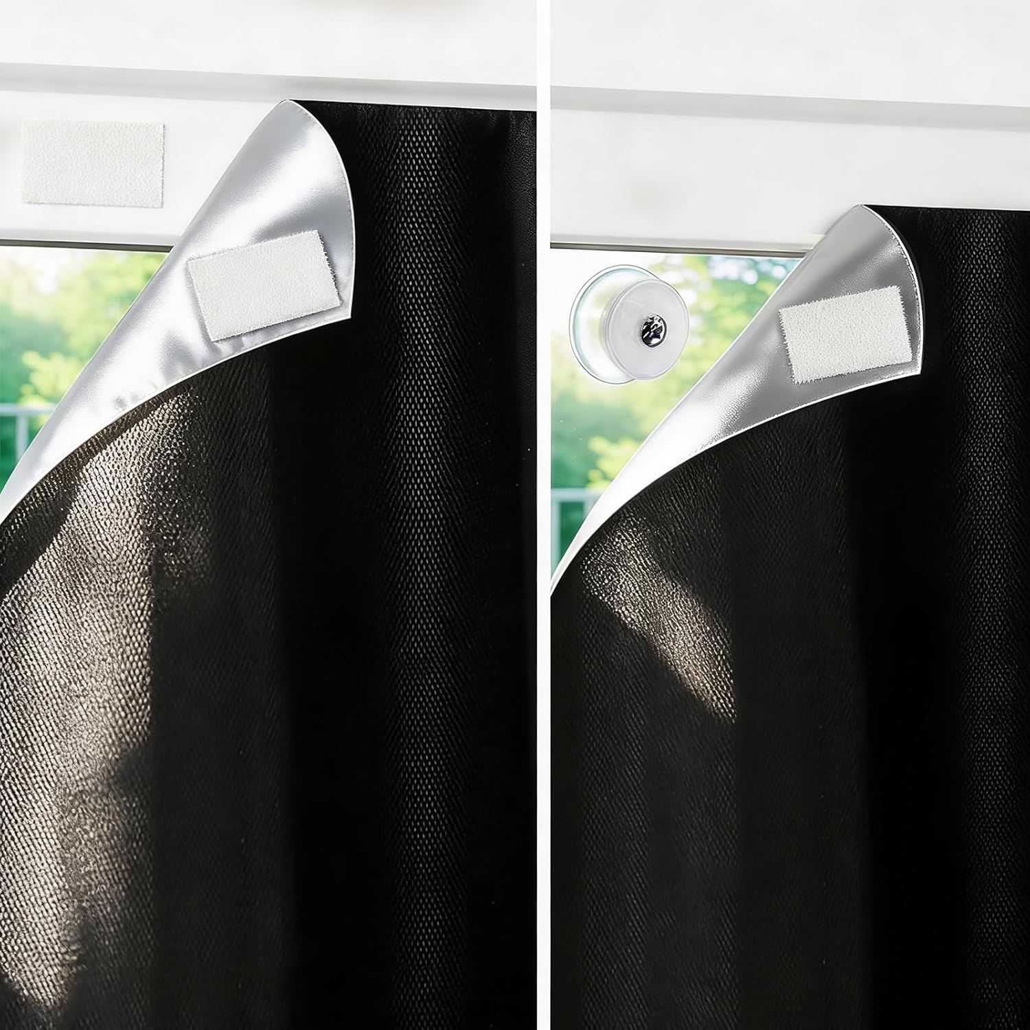 SwartLife 100% Blackout Blind | 240X145CM Blackout Blinds Stick On – Cut to Fit Any Window Size/Shape | Total Blackout with 12 Suction Cups & 20 Hook-Loop Tabs | Ideal for Bedroom, Nursery, Travel