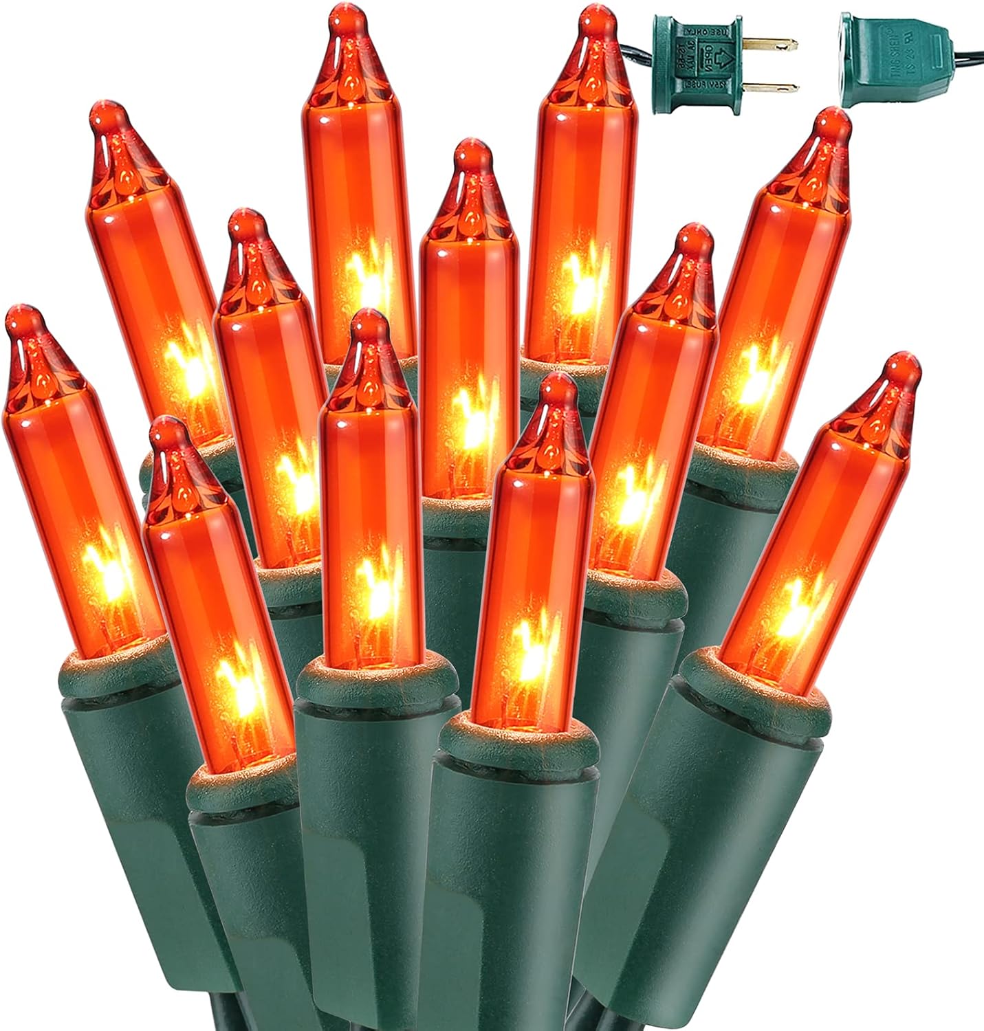 BrizLabs 300 Counts Orange Halloween Lights, Halloween Lights Connectable, UL Certified Mini Halloween Lights, Incandescent Orange Lights String for Indoor Outdoor Halloween Christmas Tree Decor
