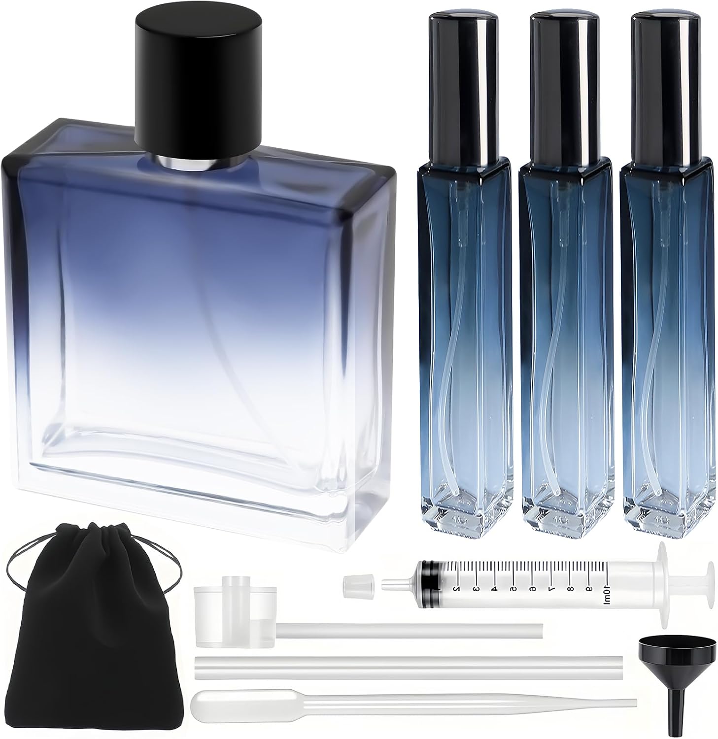 Refillable Perfume Bottle Set 100ml + 3 x 10ml Travel Atomiser
