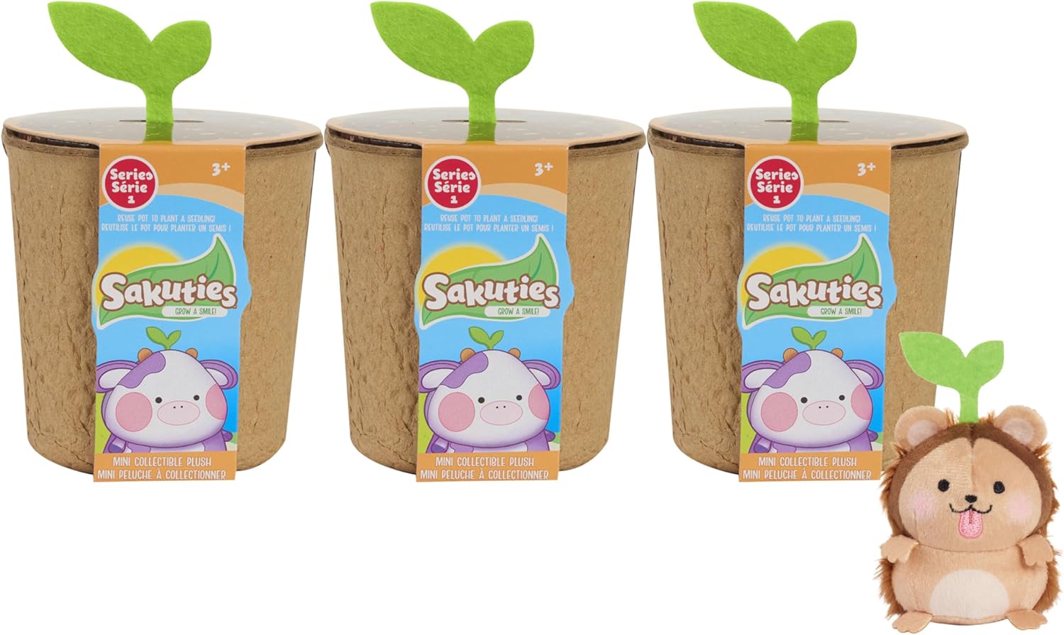 Sakuties Mini Collectible Stylized Plush Stuffed Animals, 3-pack Blind Collectible, Kids Toys for Ages 3 Up by Just Play